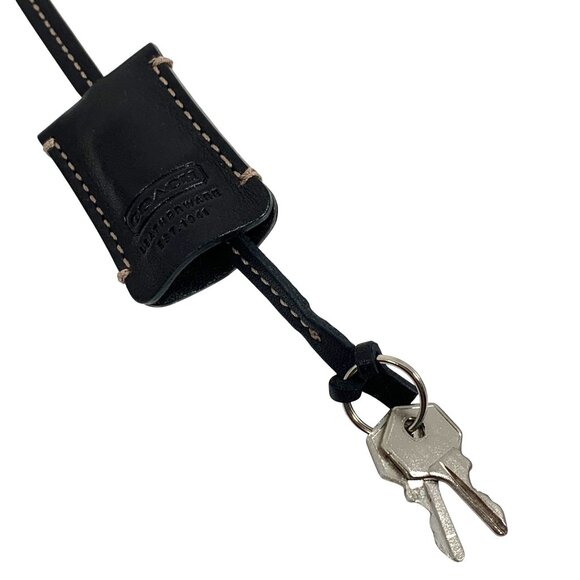 Coach Leather NYC Palladium Silver Padlock w/ Keys + Black Leather Clochette - Picture 3 of 4